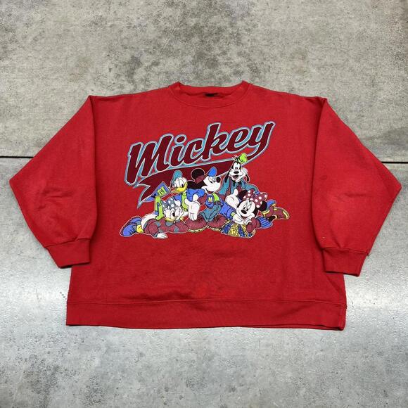 Disney Other - vintage mickey mouse disney red minnie goofy donald duck crewneck size large